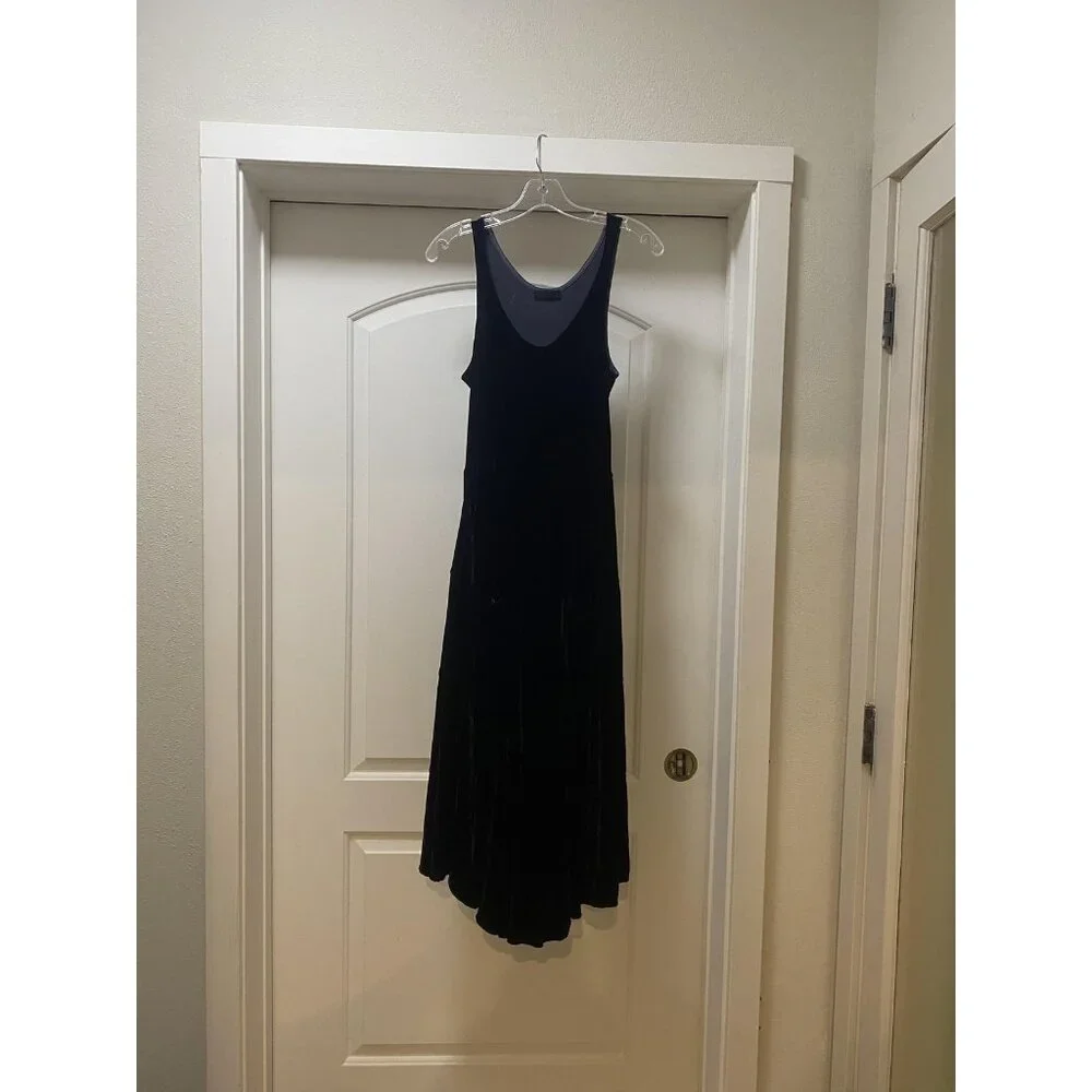 CP Shades Dress Womens XS Blue Velvet Maxi Tank Pockets Made USA